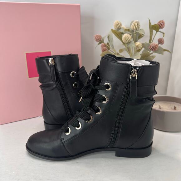 Kate Spade New York Ruby Lace Up Bootie Black Preppy Women's 9M Tried On - Picture 7 of 11